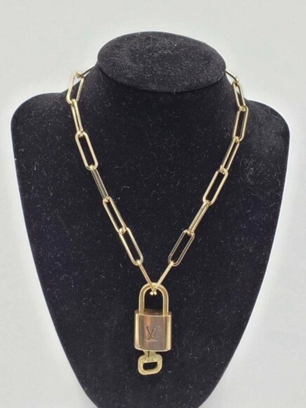 Gold-Plated Necklace with Authentic Louis Vuitton Padlock